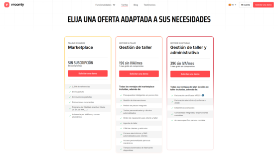 Vrommly, software de  gestión de talleres y pedido de recambios.